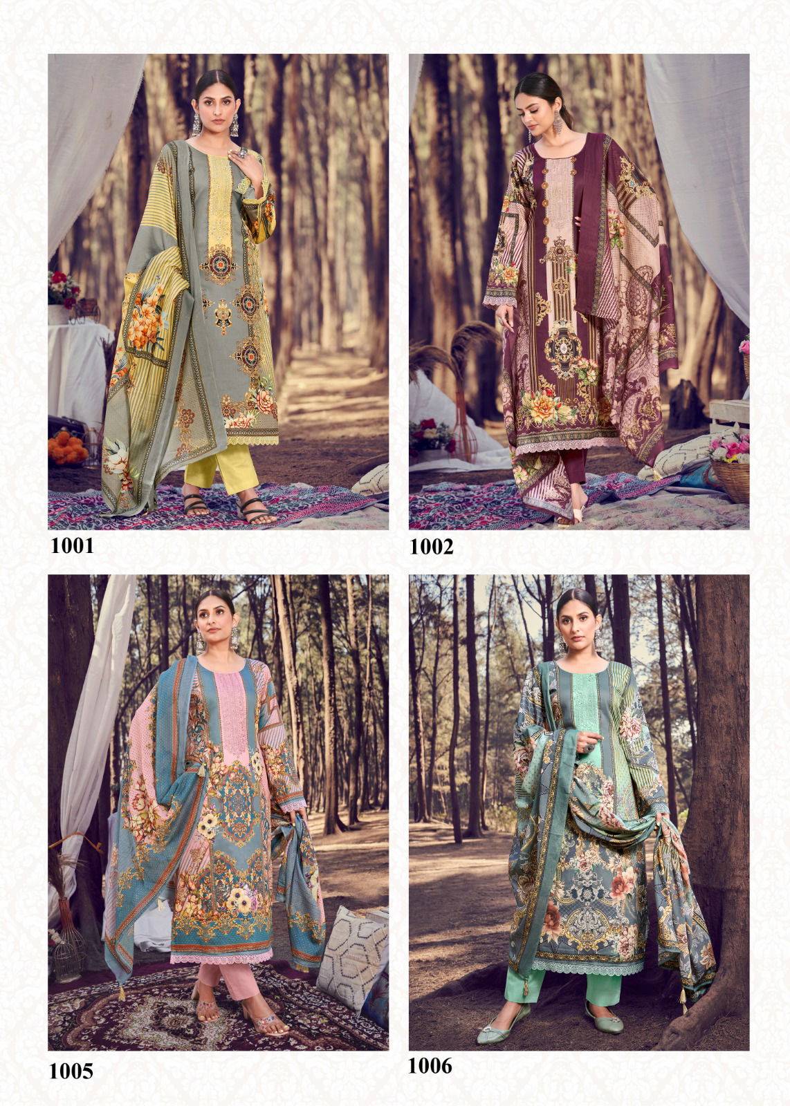 AZA Hermitage 1001-1007 Wholesale Pakistani Dress Material Catalog